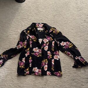 Zadig & Voltaire Black Blouse with Purple, Pink & Yellow Floral Print